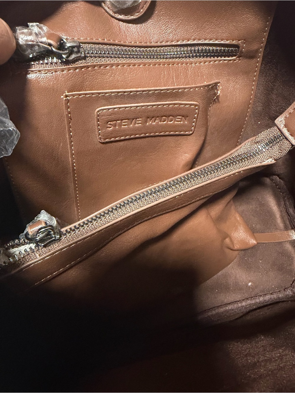 Steve Madden BKOLT Viral Chocolate Brown Leather Shoulder Satchel/Crossbody Bag - Picture 7 of 11